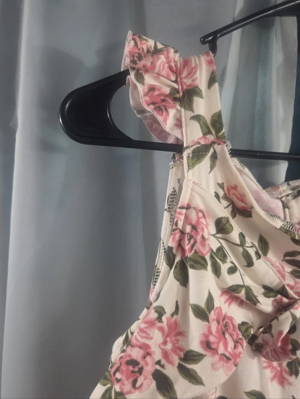 Little Lass Cream Floral One-Piece Bodysuit Romper with Pink Roses
